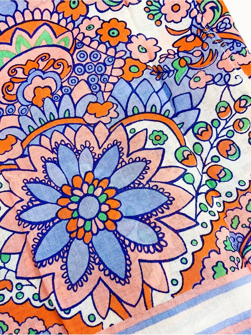 Floral Paisley Lightweight Scarf in Lavender, Peach, Green - Picture 7 of 8